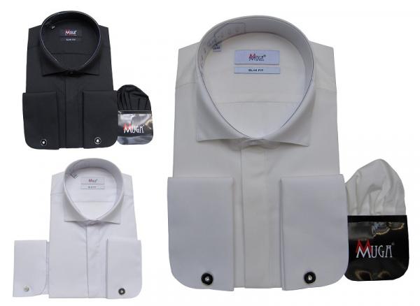 Kläppchenkragen Hemd mit Manschettenknöpfe Slim Fit