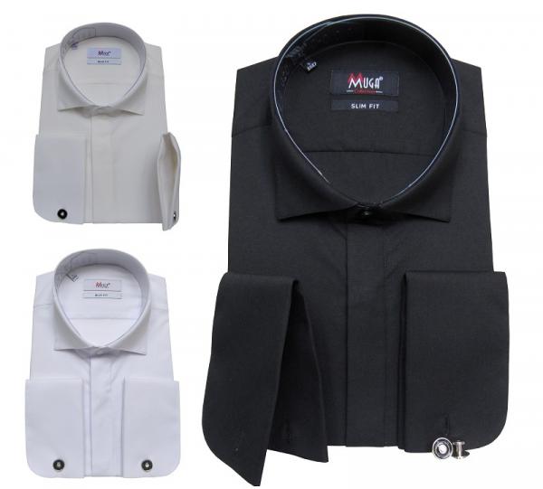 Kläppchenkragen Hemd mit Manschettenknöpfe Slim Fit