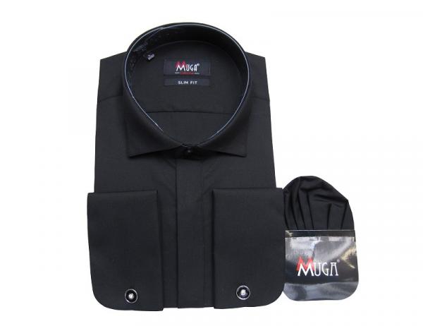 Kläppchenkragen Hemd mit Manschettenknöpfe Slim Fit