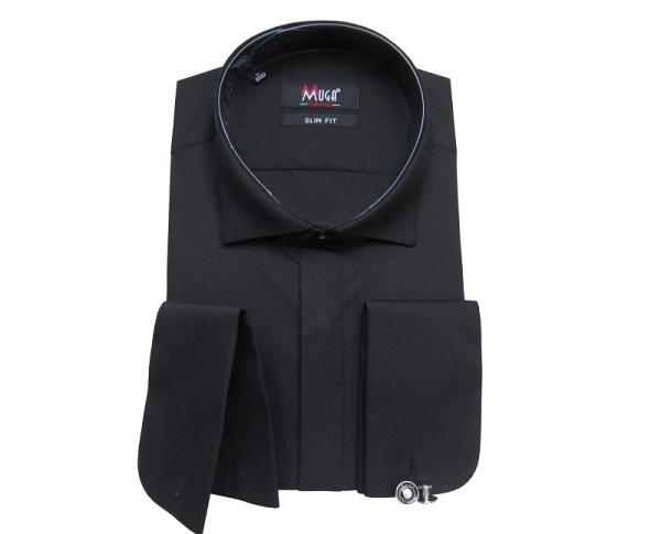 Kläppchenkragen Hemd mit Manschettenknöpfe Slim Fit