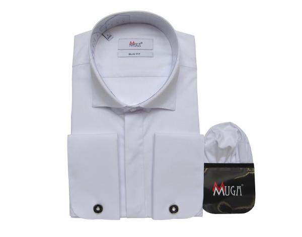 Kläppchenkragen Hemd mit Manschettenknöpfe Slim Fit