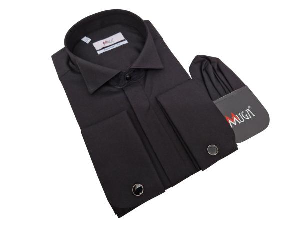 Kläppchenkragen Hemd mit Manschettenknöpfe Comfort Fit