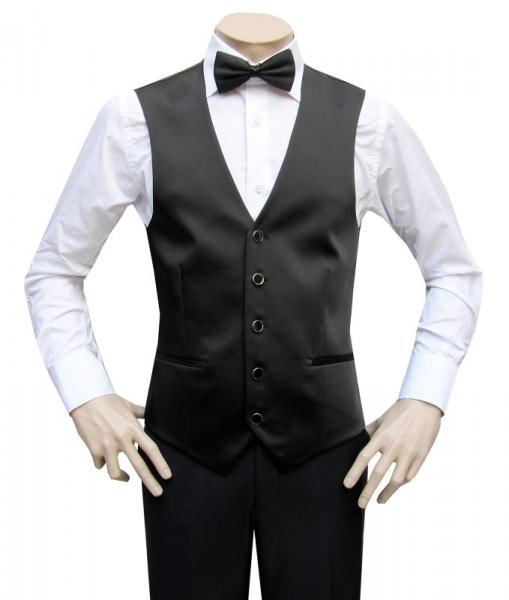Slim Fit Herren Hochzeitsweste mit Schwarze Fliege