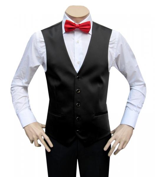 Herren Hochzeit Weste Slim Fit mit Rote Fliege