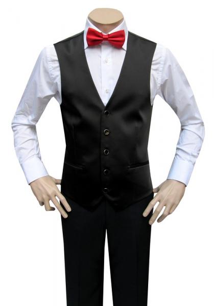 Herren Hochzeit Weste Slim Fit mit Rote Fliege