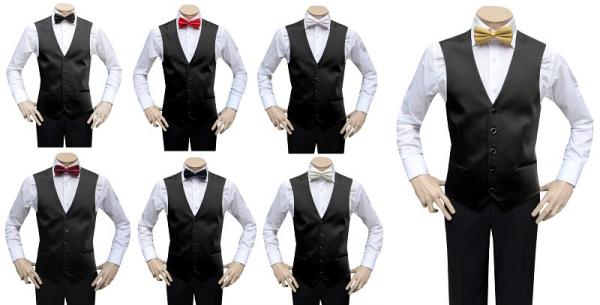Slim Fit Herren Hochzeitsweste mit Schwarze Fliege