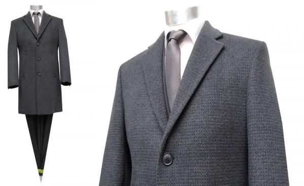 Herren Wool Mantel Struktur Anthrazit
