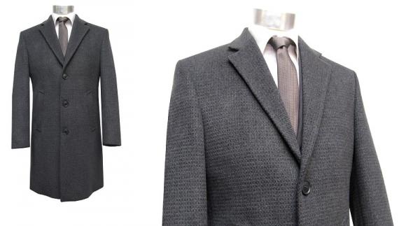 Herren Wool Mantel Struktur Anthrazit