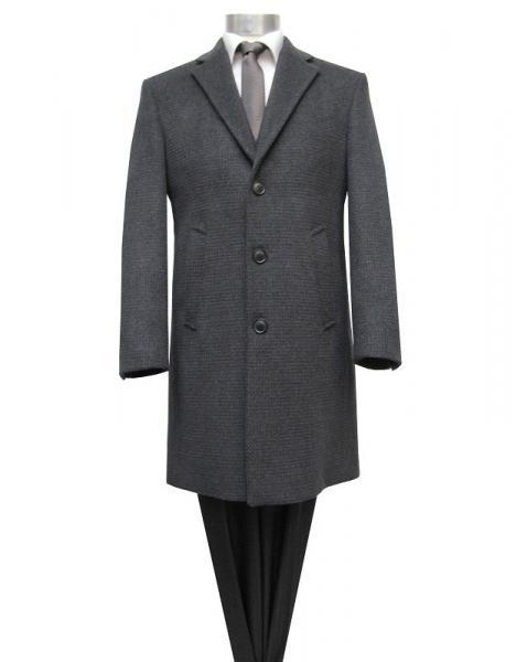 Herren Wool Mantel Struktur Anthrazit