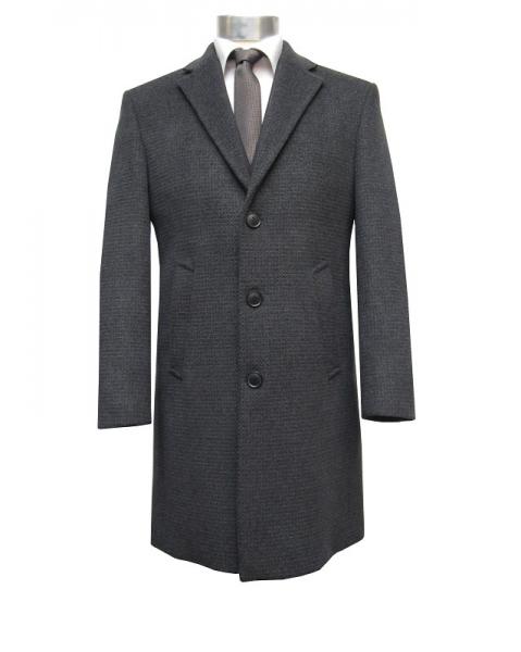 Herren Wool Mantel Struktur Anthrazit