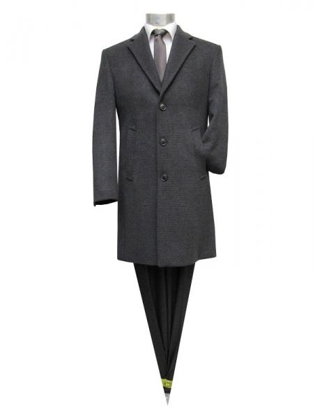 Herren Wool Mantel Struktur Anthrazit