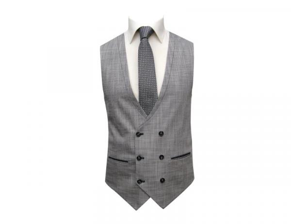 Slim Fit Anzug Dunkelblau Herren mit Weste und Reversnadel