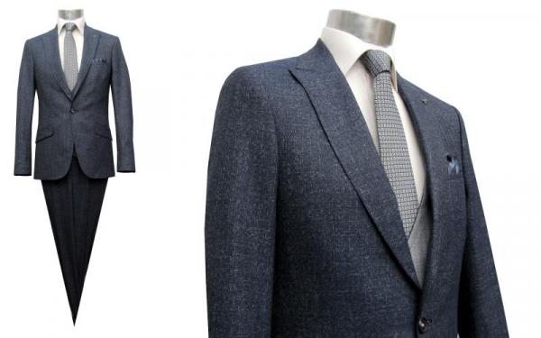 Slim Fit Anzug Dunkelblau Herren mit Weste und Reversnadel