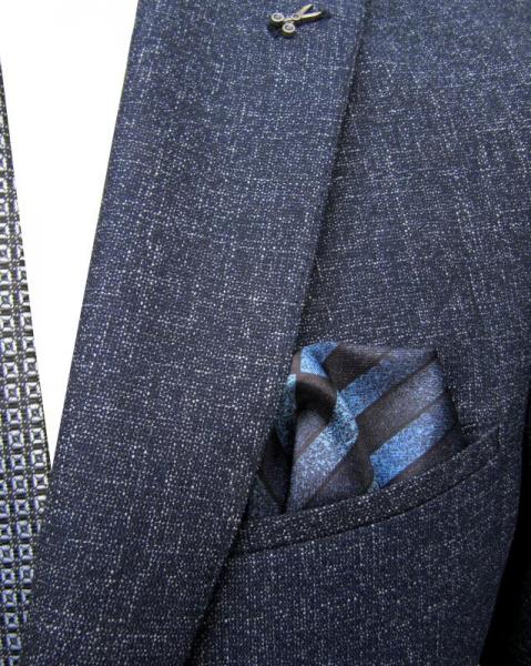 Slim Fit Anzug Dunkelblau Herren mit Weste und Reversnadel