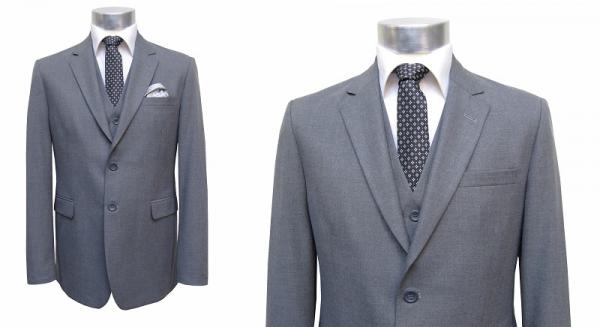 Herren Anzug 3-Teilig 120s Grau