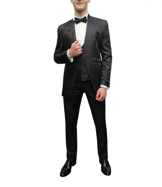 Stehkragen Hochzeitsanzug mit Weste und Fliege