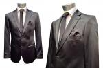 Herren Slim-fit Hochzeitsanzug Event Schwarz Glänzend
