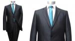 Glanz Streifen Slim-fit Anzug Schwarz
